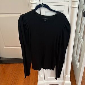 J Crew Ribbed Long Puff Sleeve Top